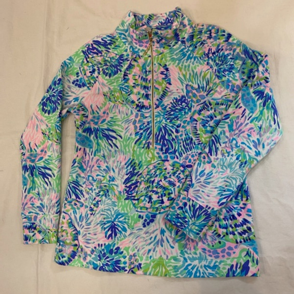 Lilly Pulitzer Luxletic Quarter Zip Palm Leaf